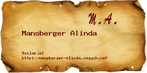 Mansberger Alinda névjegykártya